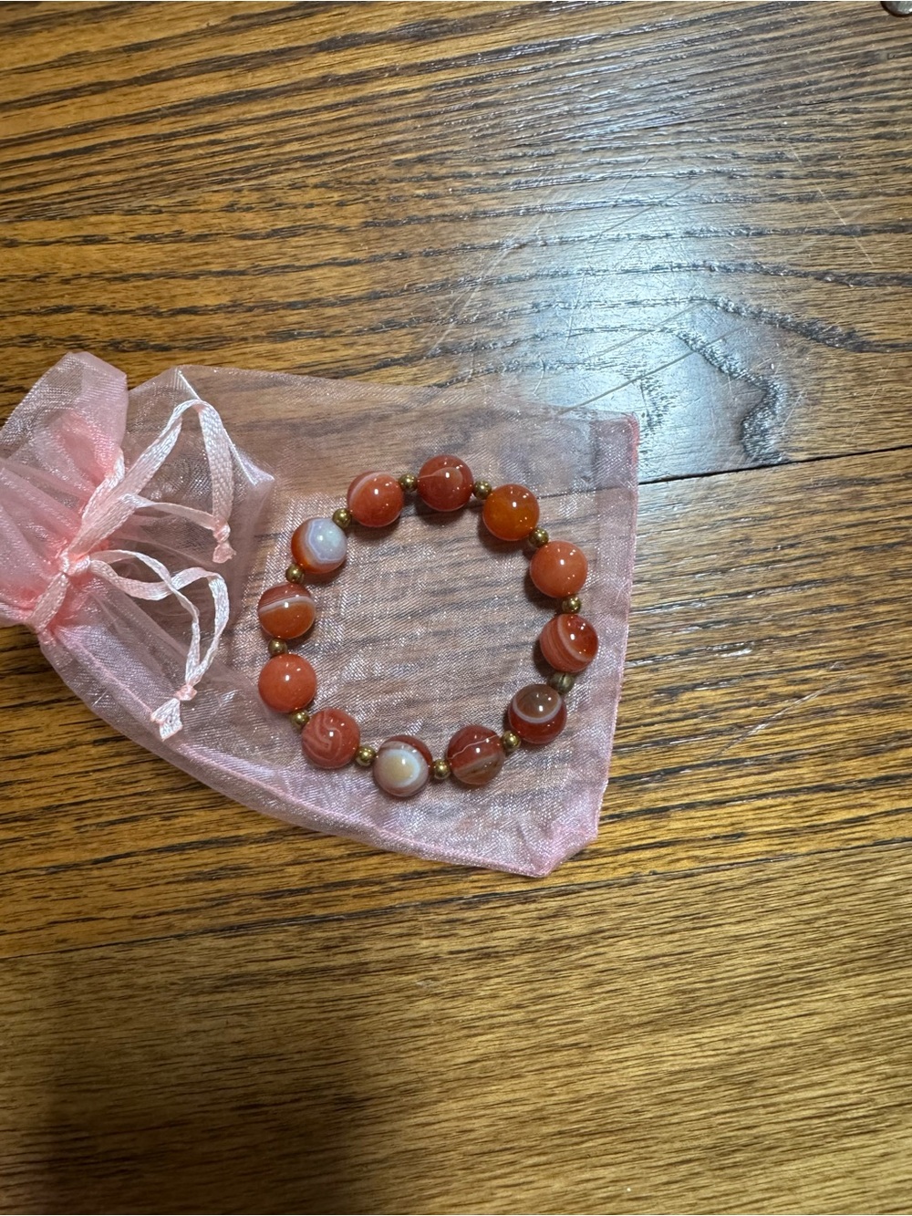 Red Agate Beaded Stretch Bracelet - Unbranded woman size. Elastic